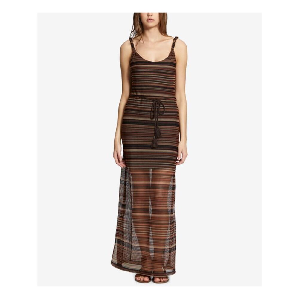 SANCTUARY Womens Brown Striped Sleeveless Scoop Neck Maxi Cocktail Dress XS